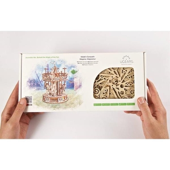 Деревянный механический 3D конструктор Ugears Карусель (70129) - Pampik - 6