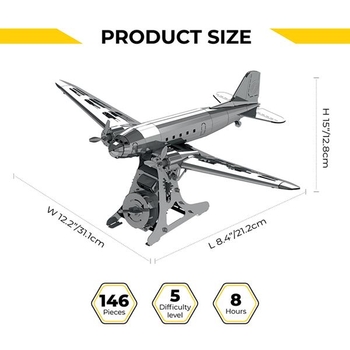 Колекційна модель-конструктор Metal Time Remarkable Douglas Літак DC-3 механічний (MT057) - Pampik - 8