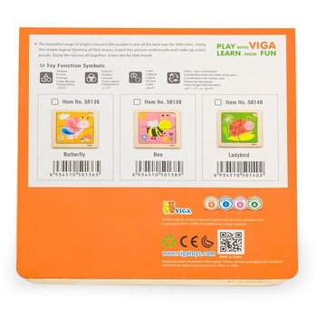 Дерев'яний міні-пазл Viga Toys Бджілка, 4 елементи (50138) - Pampik - 2