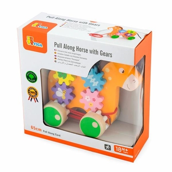 Дерев'яна каталка Viga Toys Коник із шестерінками (50976) - Pampik - 2