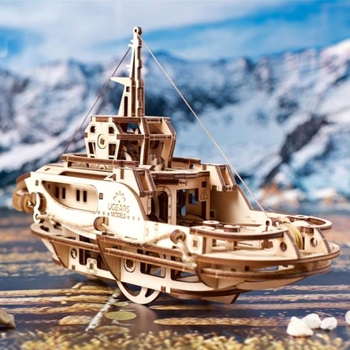 Деревянный механический 3D конструктор Ugears Буксир (70078) - Pampik - 6