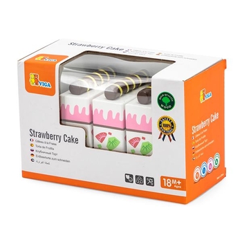 Игрушечные продукты Viga Toys Деревянный клубничный торт (51324) - Pampik - 2