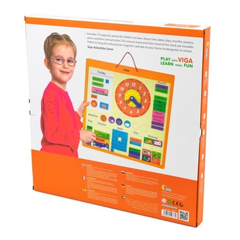 Магнитный календарь Viga Toys с часами на английском языке (50377) - Pampik - 3