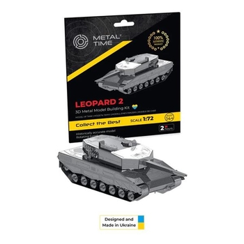 Колекційна модель-конструктор Metal Time Leopard 2 Tank Танк Леопард 2, 57 деталей (MT079) - Pampik