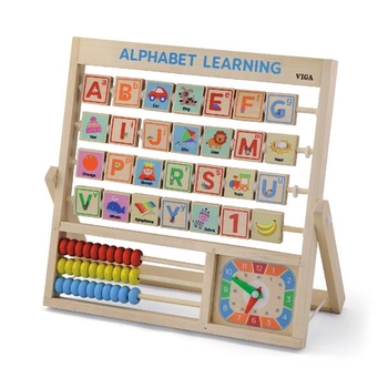 Деревянная игра Viga Toys Английский алфавит с часами и счетом (50033) - Pampik