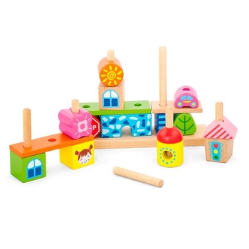 Дерев'яна пірамідка Viga Toys Городок (50043) - Pampik - 2