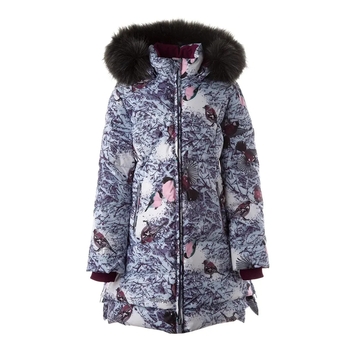 Пальто-пуховик Huppa Parish 1, р.122, бордовий з принтом (12470155-23334-122) - Pampik