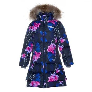 Пальто-пуховик Huppa Parish, р.116, темно-синий с принтом (12470055-91886-116) - Pampik
