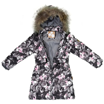 Пальто-пуховик Huppa Yasmine, р.122, черно-белый с принтом (12020055-81020-122) - Pampik - 4