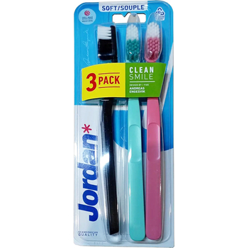 Зубна щітка Jordan Clean Smile, м'яка, 3 шт., колір в асортименті - Pampik