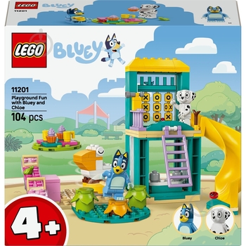 Конструктор LEGO Bluey Веселощі з Блуї та Хлоєю на ігровому майданчику, 104 деталі (11201) - Pampik