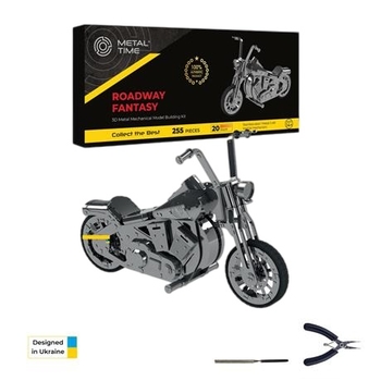Колекційна модель-конструктор Metal Time Harley Davidson Roadway Fantasy Мотоцикл механічний, 155 деталей (MT012) - Pampik