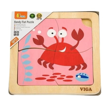 Деревянный мини-пазл Viga Toys Крабик, 4 элемента (50146) - Pampik