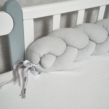 Бампер-косичка Twins Ego 3-прядна, велюр, 120 см, сірий (2020-K3-120E-10) - Pampik - 4