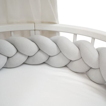 Бампер-косичка Twins Ego 3-прядна, велюр, 120 см, сірий (2020-K3-120E-10) - Pampik - 5