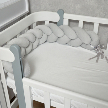 Бампер-косичка Twins Ego 3-прядна, велюр, 120 см, сірий (2020-K3-120E-10) - Pampik