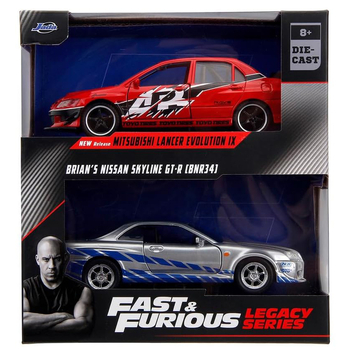 Набір металевих машинок Jada Форсаж Mitsubishi Lancer та Nissan Skyline GT-R, 2 шт, 1:32 (253202019) - Pampik - 4