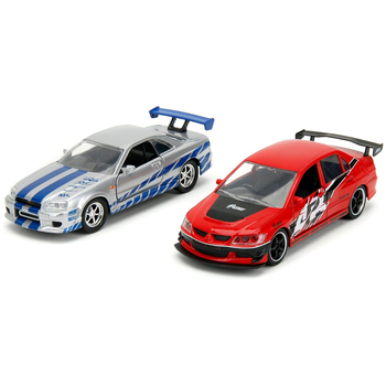 Набір металевих машинок Jada Форсаж Mitsubishi Lancer та Nissan Skyline GT-R, 2 шт, 1:32 (253202019) - Pampik