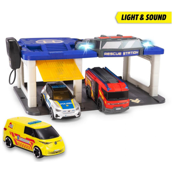 Ігровий набір Dickie Toys Рятувальна станція, 3 машини, зі звуком та світлом, 31x22x16 см (3716027) - Pampik - 2