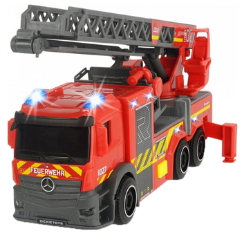 Пожежна машина Dickie Toys Мерседес з телескопічною драбиною, зі звуком та світлом, 23 см (3714023) - Pampik