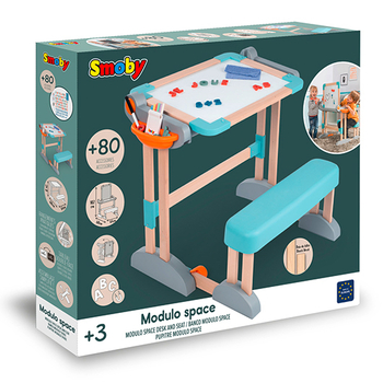 Парта-трансформер 2в1 Smoby деревянная раскладная с мольбертом-доской (420304) - Pampik - 5