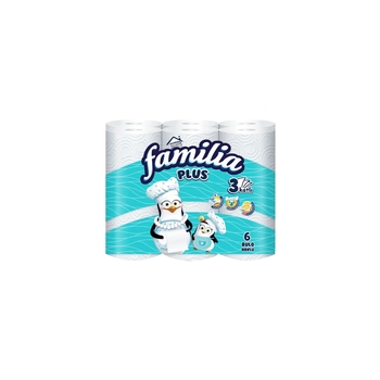 Бумажные полотенца Familia, 3-слойные, 6 рулонов - Pampik