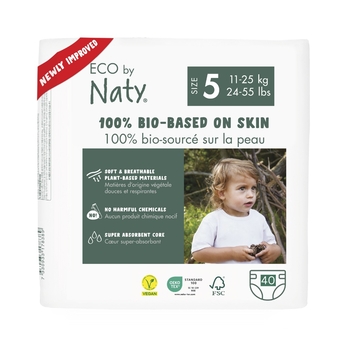 Органічні підгузки на липучках Eco by Naty 5 (11-25 кг), 40 шт. - Pampik