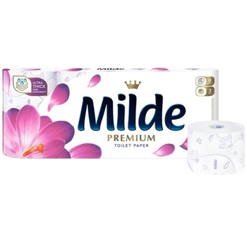 Туалетний папір Milde Relax Purple, тришаровий, 8 рулонів - Pampik