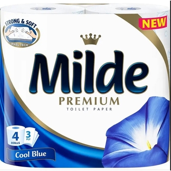 Туалетний папір Milde Cool Blue, тришаровий, 4 рулони - Pampik