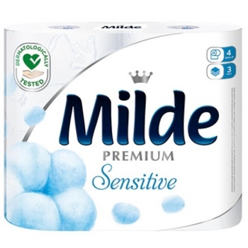 Туалетний папір Milde Sensitive, тришаровий, 4 рулони - Pampik