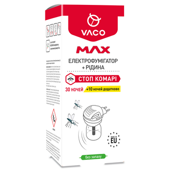 Електрофумігатор Vaco Max, з рідиною, 30 ночей + 10 ночей, додатково, 30 мл - Pampik - 3