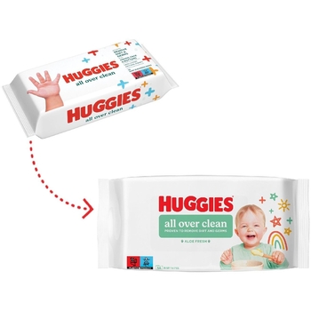 Набір вологих серветок Huggies All Over Clean, 224 шт. (4 уп. х 56 шт.) - Pampik - 2