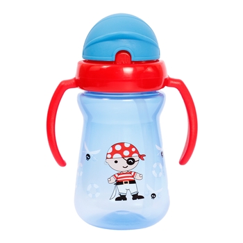 Поильник-непроливайка Lindo с силиконовой трубочкой, 6+ мес., 180 мл, синий (LI 733 син) - Pampik