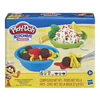 Ігровий набір для ліплення Hasbro Play-Doh Кухонне приладдя Spaghetti’n Meatballs Playset (E8680) - Pampik