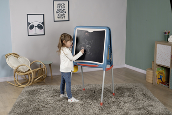 Двухсторонний мольберт Smoby Буквы и цифры на металлических ножках, синий (410308) - Pampik - 5