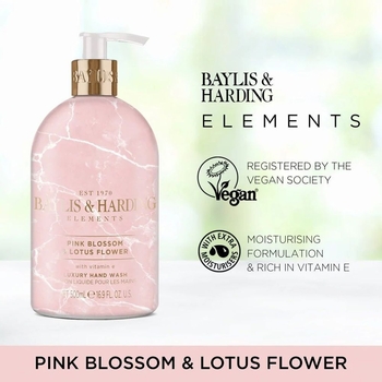 Жидкое мыло для рук Baylis & Harding Elements Pink Blossom & Lotus Flower, 500 мл - Pampik - 3