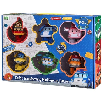 Игровой набор Robocar Poli Мини спасатели-трансформеры Делюкс, 6 шт. (ZR-915) - Pampik