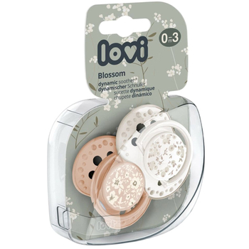 Пустушка силіконова динамічна Lovi Blossom, 0-3 міс., 2 шт., бежевий/білий (22/921girl) - Pampik