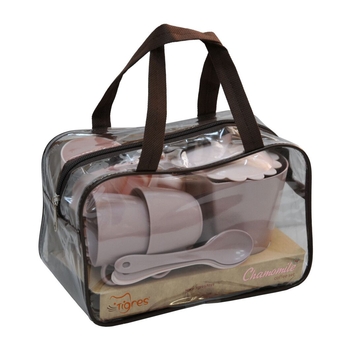 Набор посуды чайный Tigres Ромашка, 14 элементов, пудровый (39940) - Pampik