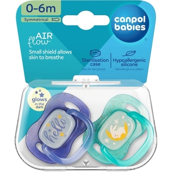 Силіконова симетрична пустушка Canpol Babies NightGlow, 0-6 міс., синій (34/942_blu) - Pampik
