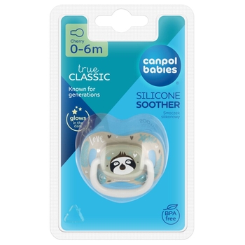 Пустушка силіконова кругла Canpol babies Exotic Animals Лінивець, 0-6 міс. (34/933_leni) - Pampik - 3