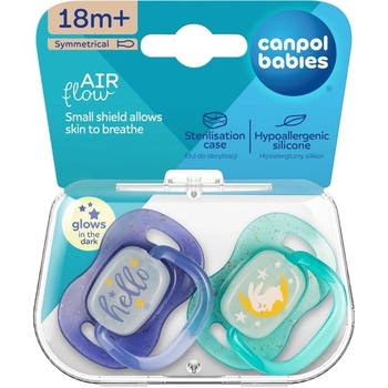 Силіконова симетрична пустушка Canpol Babies NightGlow, 18+ міс., синій (34/944_blu) - Pampik