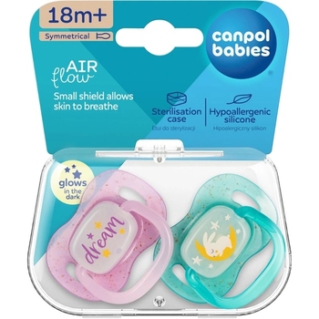 Силіконова симетрична пустушка Canpol Babies NightGlow, 18+ міс., рожевий (34/944_pin) - Pampik