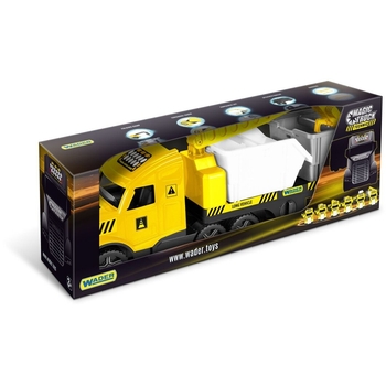 Ігровий набір Wader Magic Truck Technic Евакуатор із будівельними контейнерами, жовтий (36471) - Pampik - 2