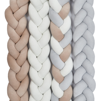 Бампер-косичка Twins 3-х прядна, велюр, 240 см, бежевий (2020-K3-240-02) - Pampik - 5