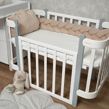 Бампер-косичка Twins 3-х прядна, велюр, 240 см, бежевий (2020-K3-240-02) - Pampik - 3