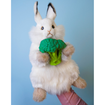 М'яка іграшка на руку Hansa Puppet Білий кролик, 34 см (7156) - Pampik - 5