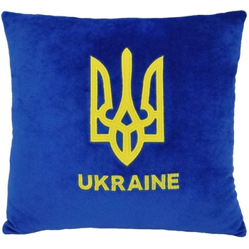 Подушка декоративна Tigres Тризуб, 33х33 см, синій (ПД-0444) - Pampik