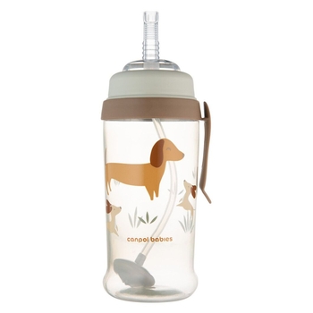 Бідончик непроливайка Canpol babies з трубочкою і обважнювачем Цуценя, коричневий (56/510_bro) - Pampik