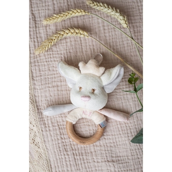 Игрушка-погремушка с деревянным прорезывателем Elfiki Эльфик Айли, розовый (ІГ-0111) - Pampik - 5